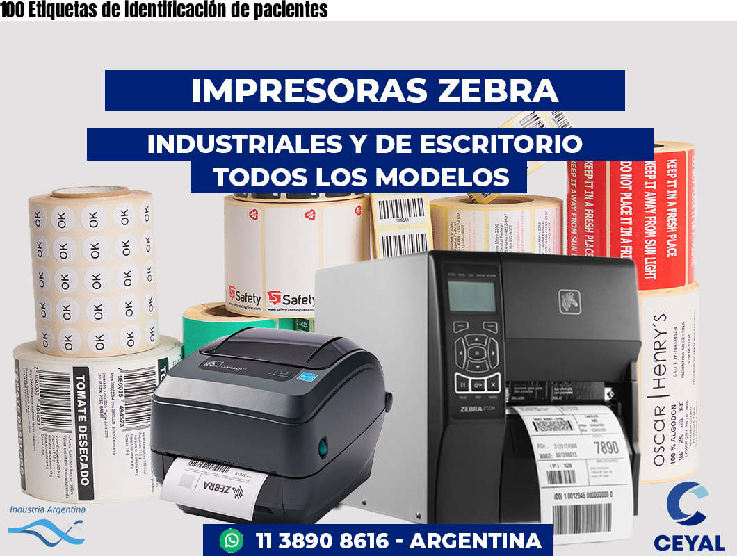100 Etiquetas de identificación de pacientes