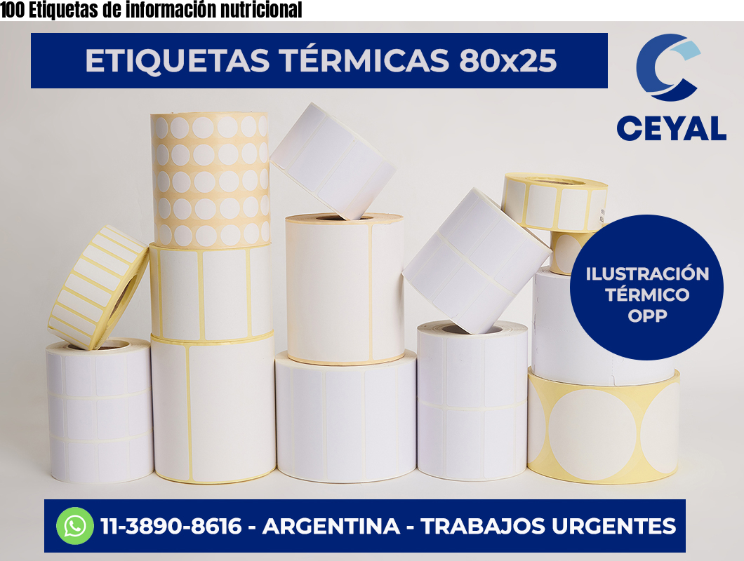 100 Etiquetas de información nutricional