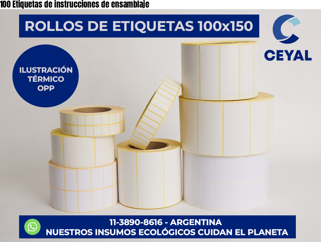 100 Etiquetas de instrucciones de ensamblaje