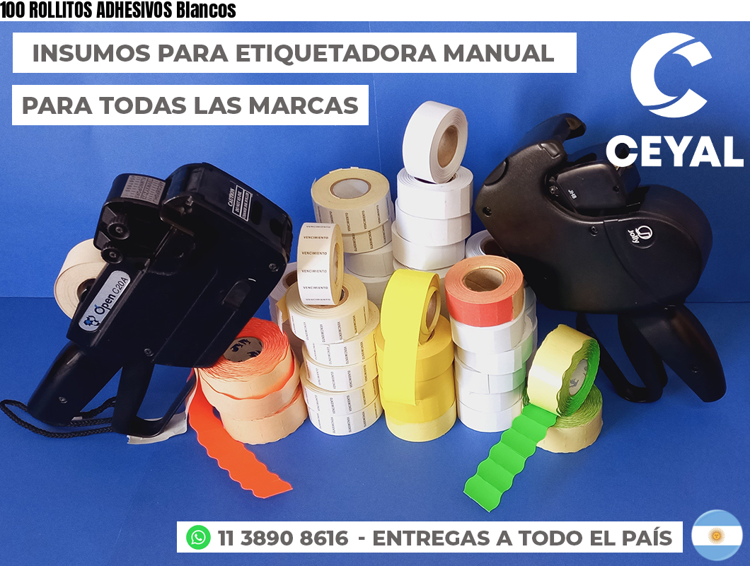 100 ROLLITOS ADHESIVOS Blancos