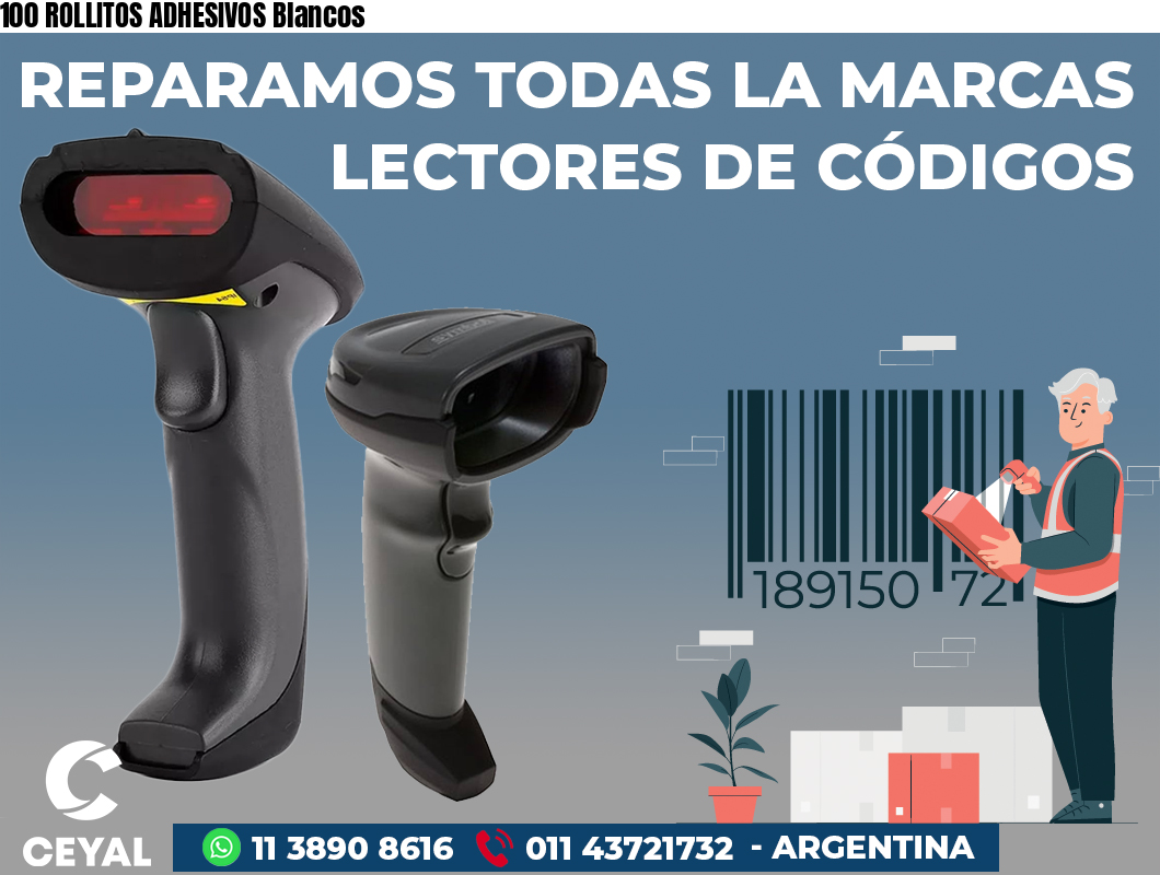 100 ROLLITOS ADHESIVOS Blancos