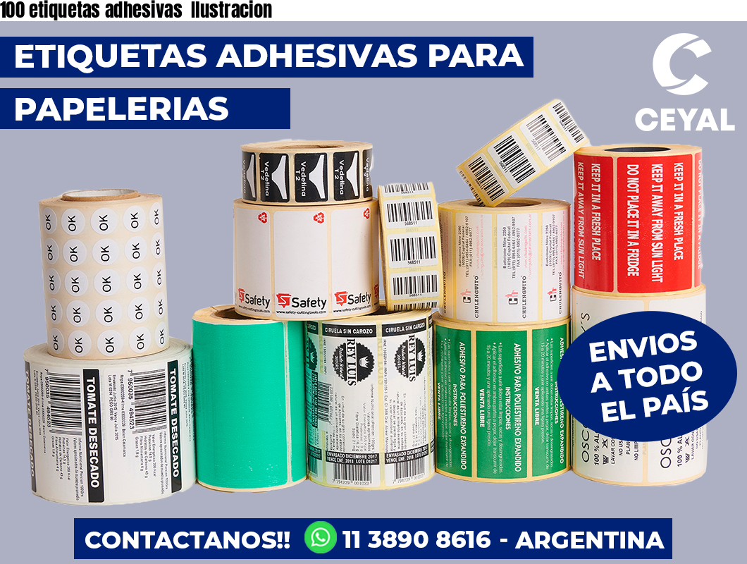 100 etiquetas adhesivas Ilustracion