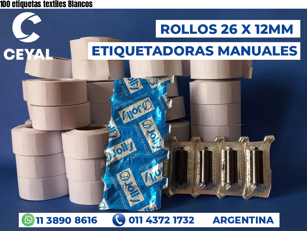 100 etiquetas textiles Blancos