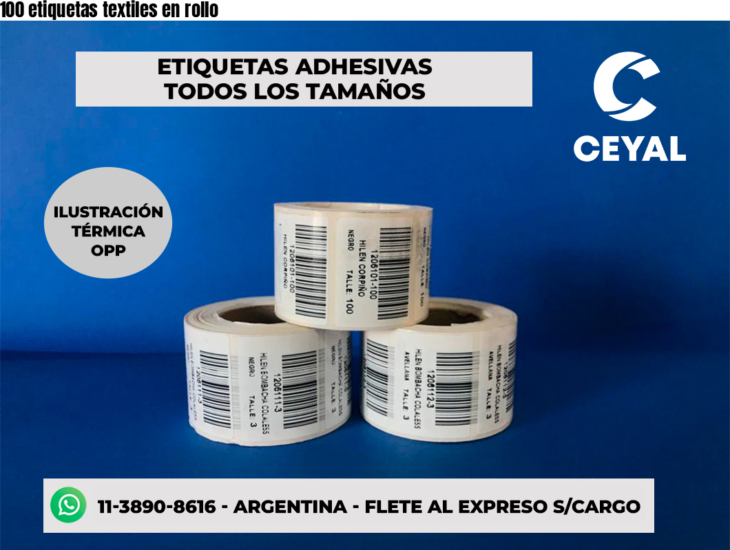 100 etiquetas textiles en rollo