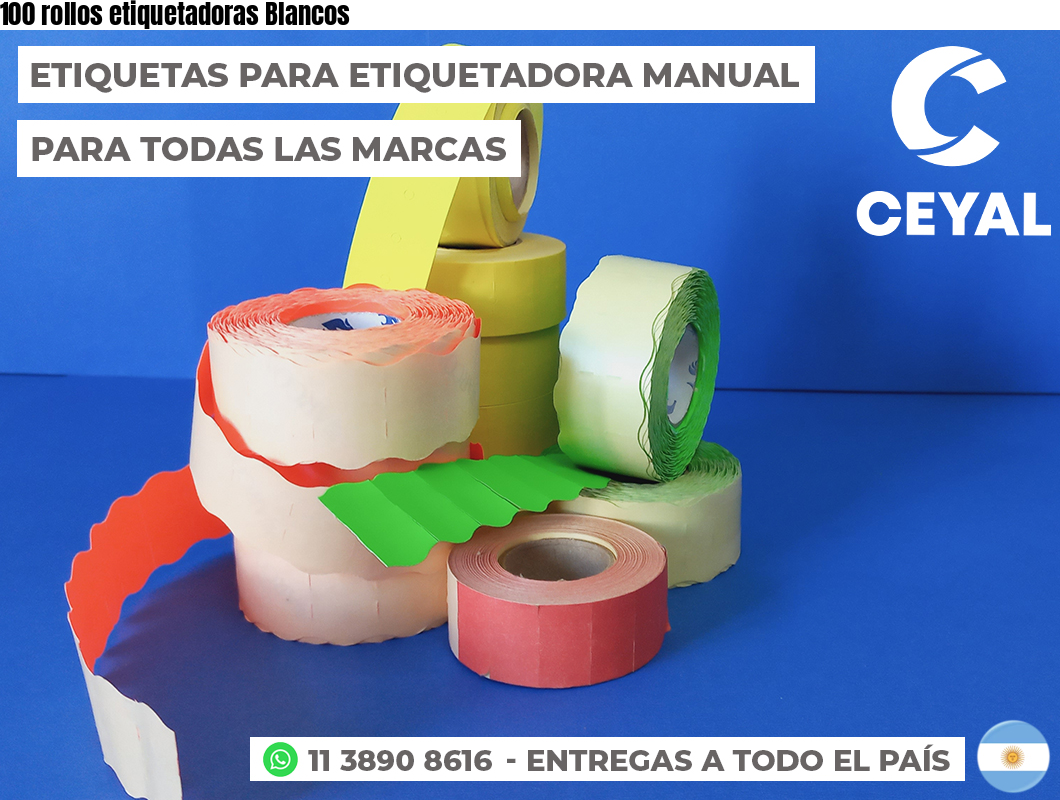 100 rollos etiquetadoras Blancos