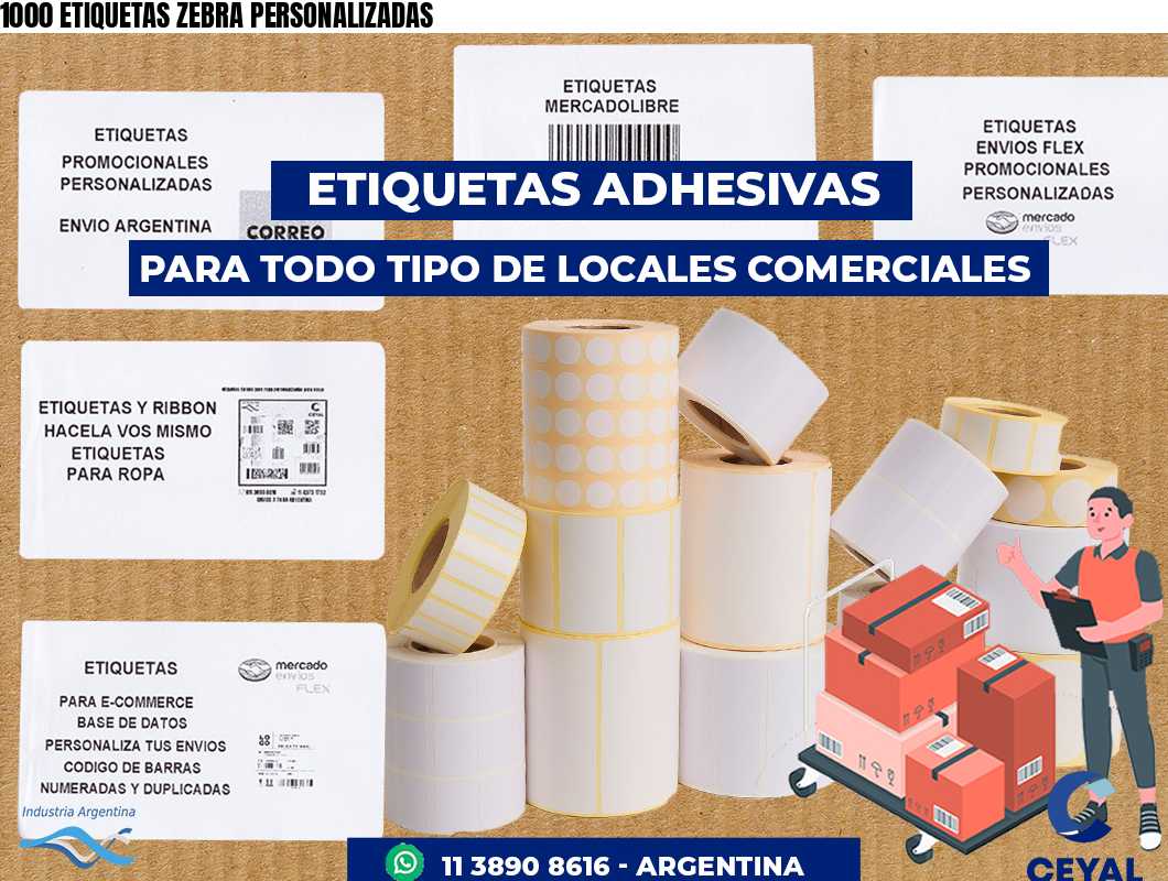 1000 ETIQUETAS ZEBRA PERSONALIZADAS
