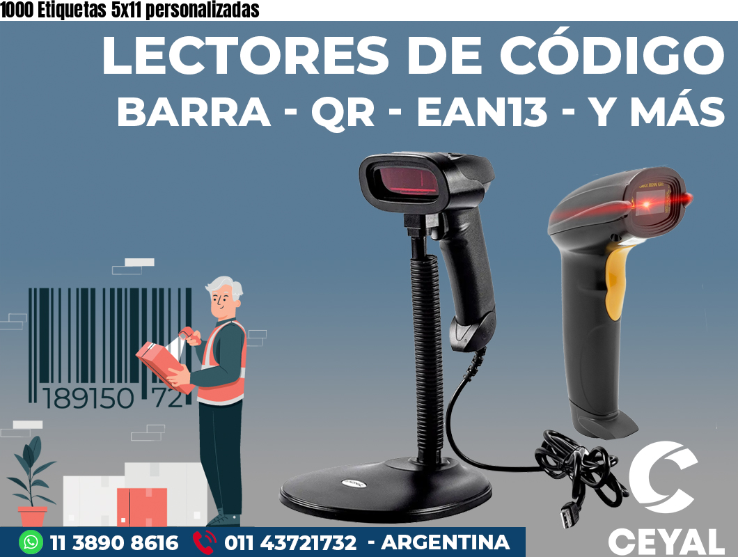 1000 Etiquetas 5x11 personalizadas