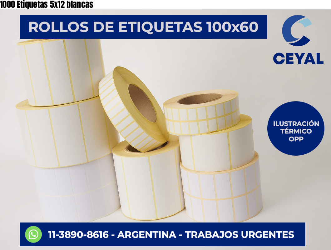 1000 Etiquetas 5×12 blancas