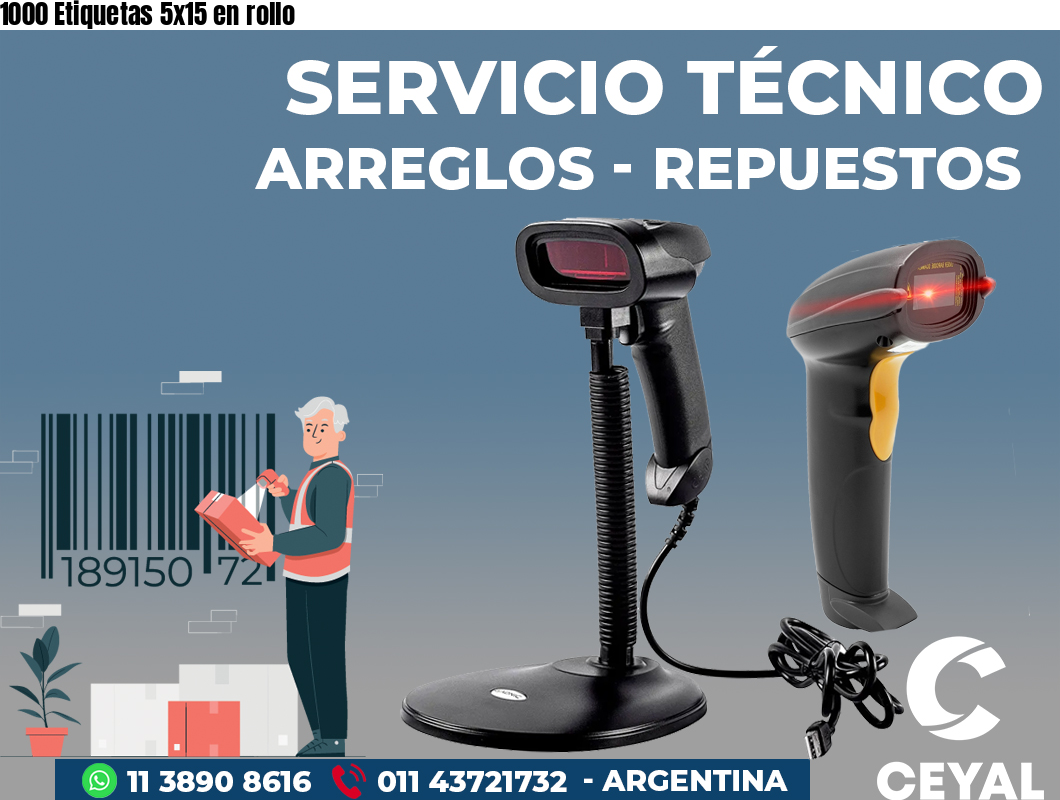 1000 Etiquetas 5x15 en rollo