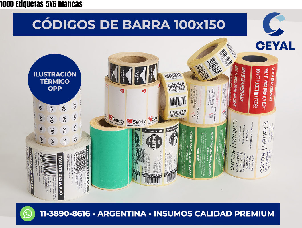 1000 Etiquetas 5×6 blancas
