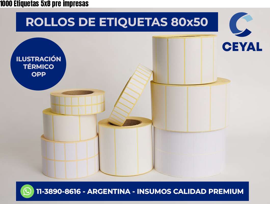 1000 Etiquetas 5×8 pre impresas