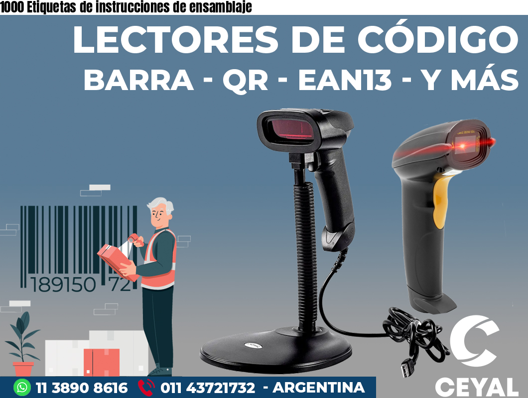 1000 Etiquetas de instrucciones de ensamblaje