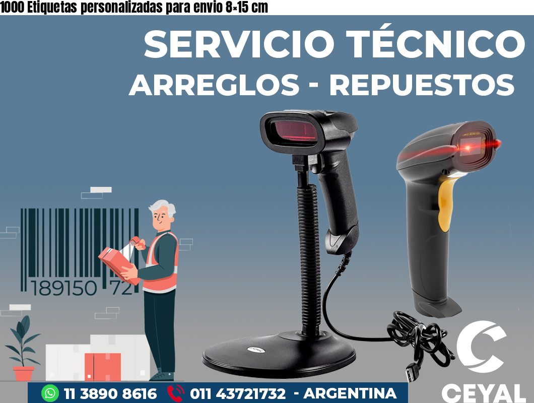 1000 Etiquetas personalizadas para envio 8×15 cm