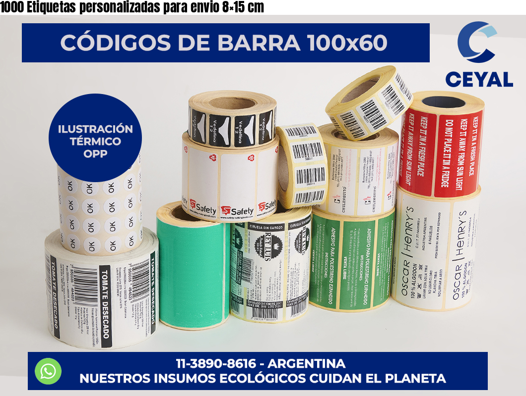 1000 Etiquetas personalizadas para envio 8×15 cm