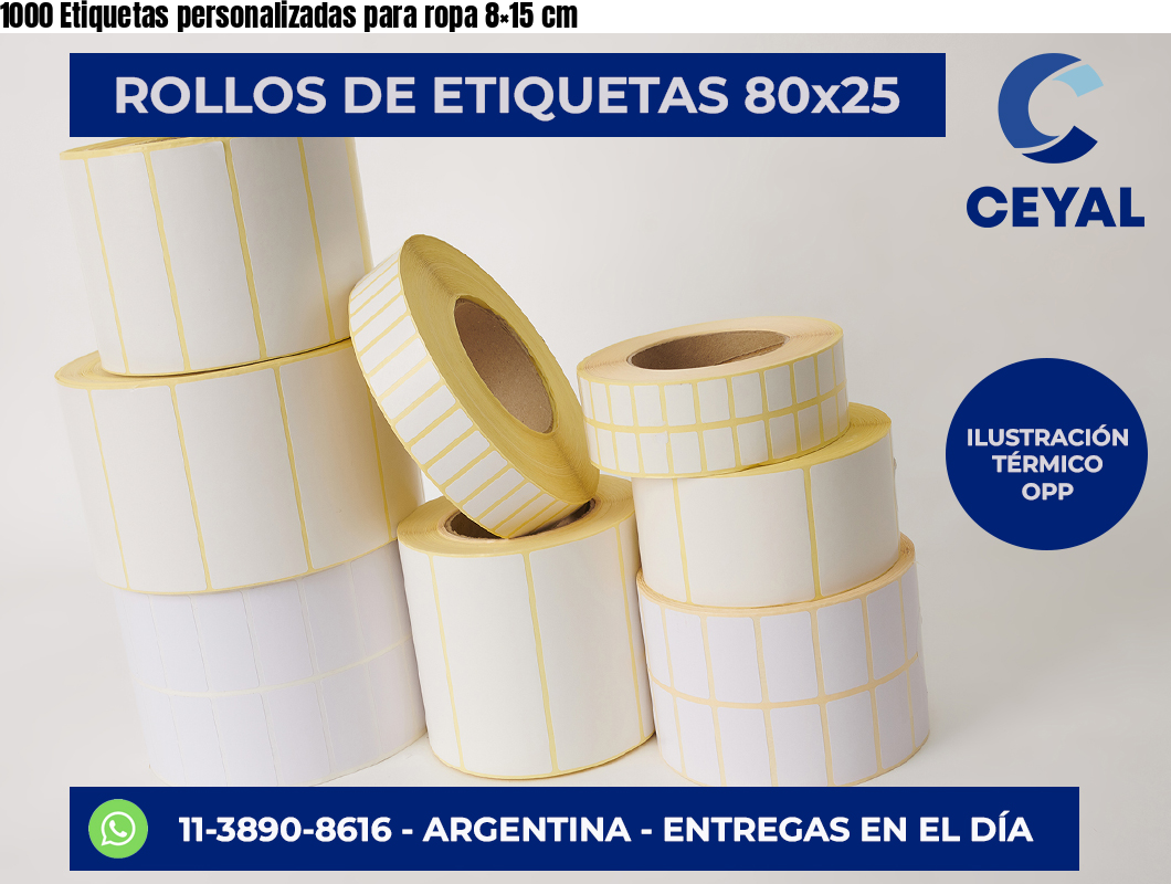 1000 Etiquetas personalizadas para ropa 8×15 cm