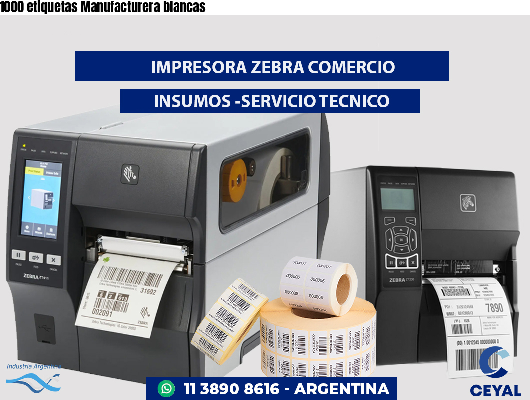 1000 etiquetas Manufacturera blancas