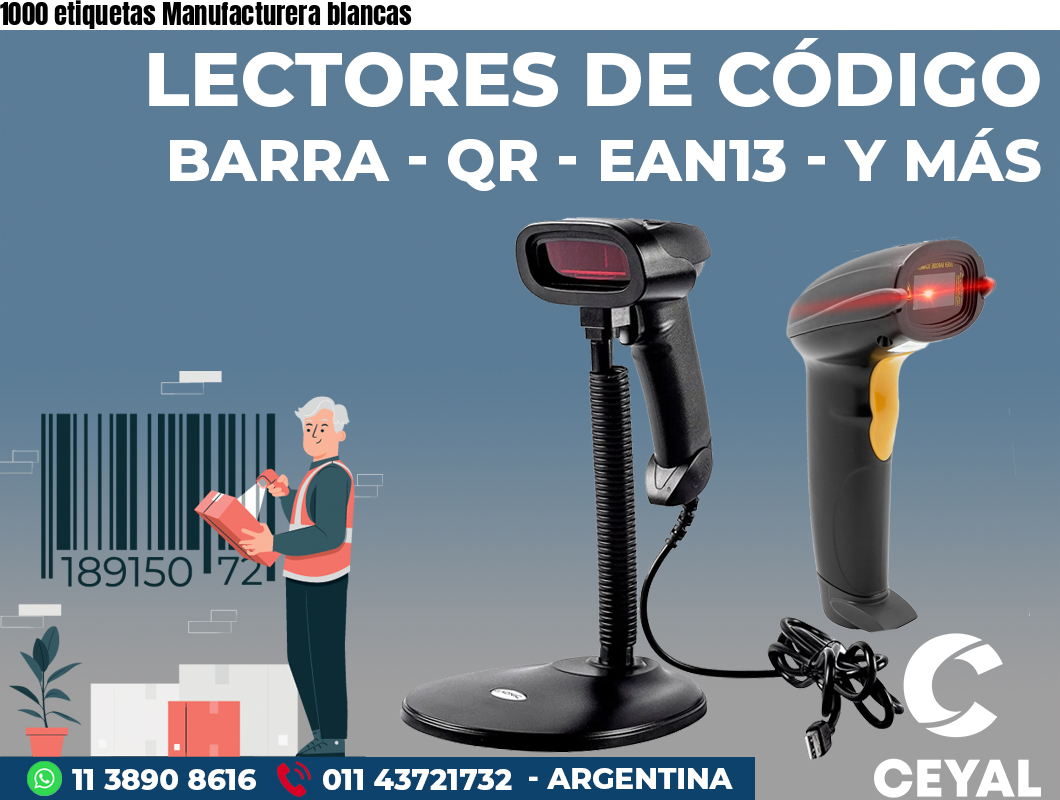 1000 etiquetas Manufacturera blancas
