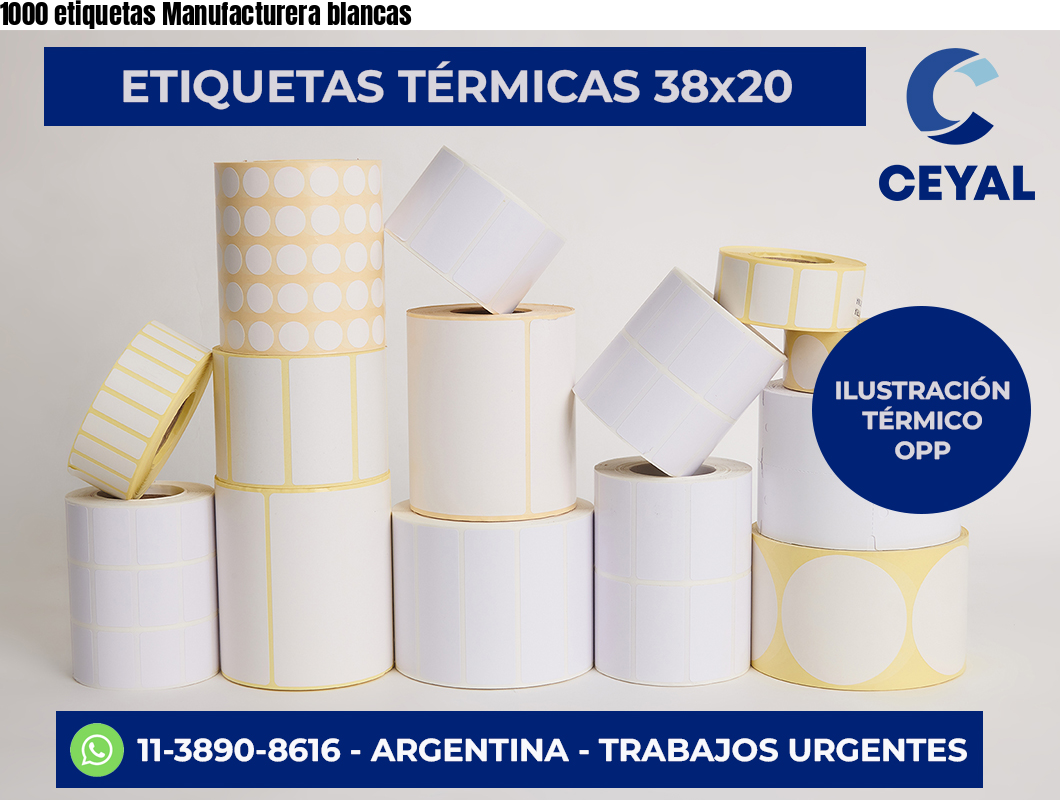 1000 etiquetas Manufacturera blancas