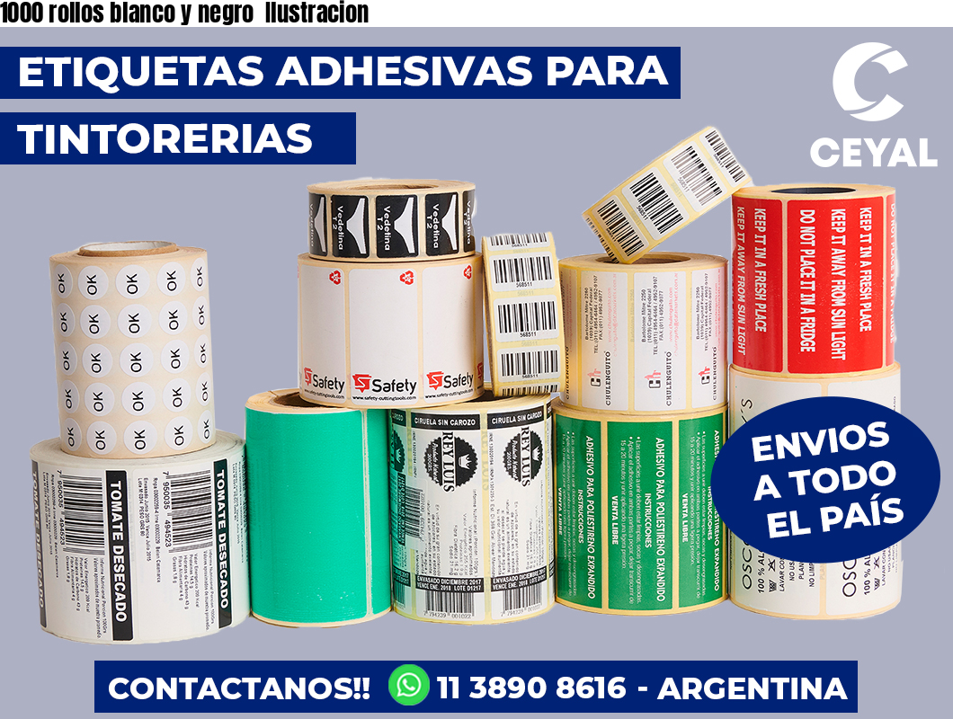 1000 rollos blanco y negro Ilustracion