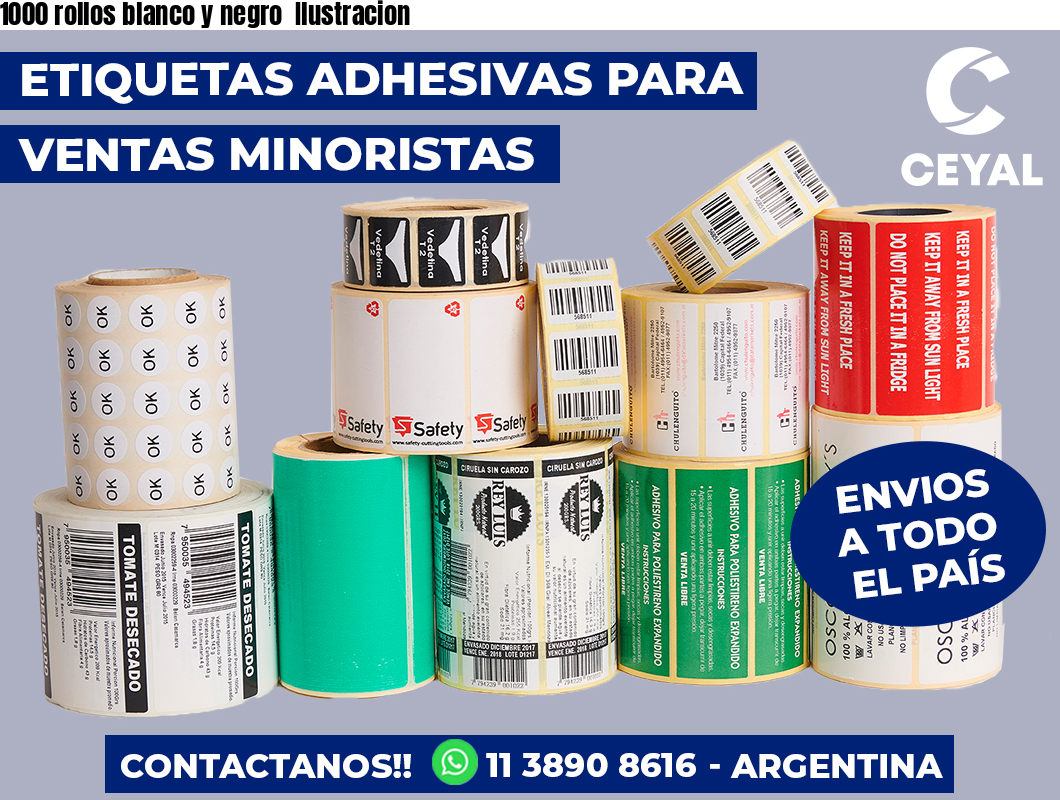 1000 rollos blanco y negro Ilustracion
