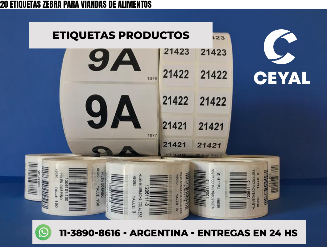 20 ETIQUETAS ZEBRA PARA VIANDAS DE ALIMENTOS