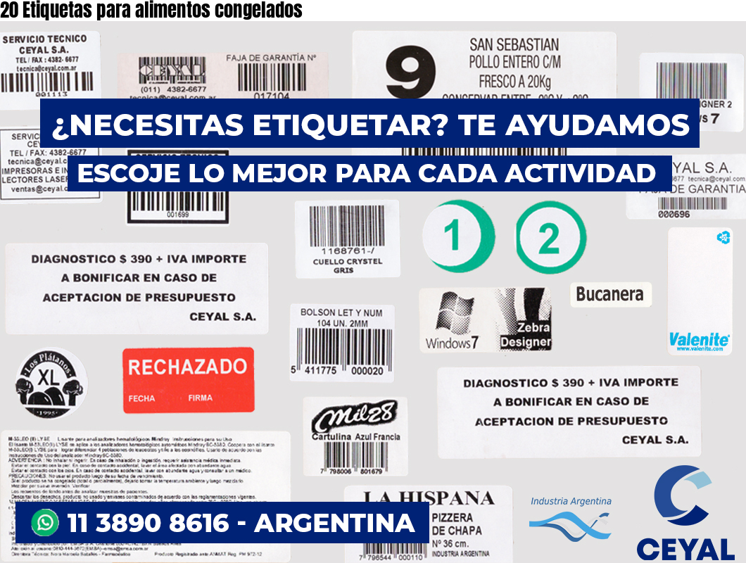 20 Etiquetas para alimentos congelados