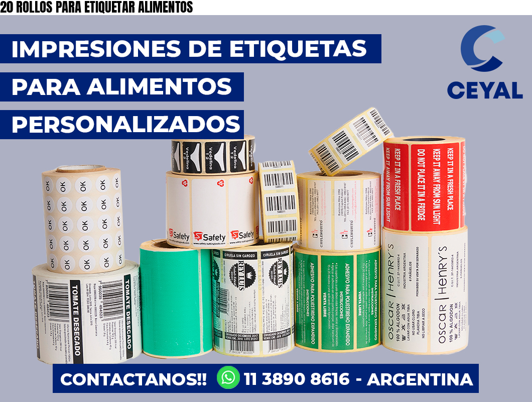 20 ROLLOS PARA ETIQUETAR ALIMENTOS