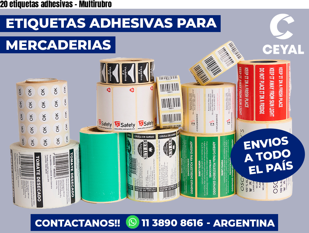 20 etiquetas adhesivas – Multirubro