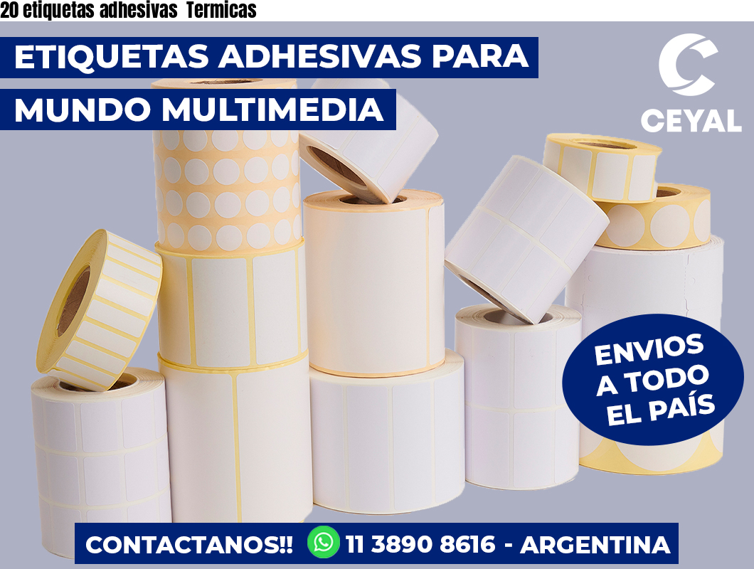 20 etiquetas adhesivas Termicas