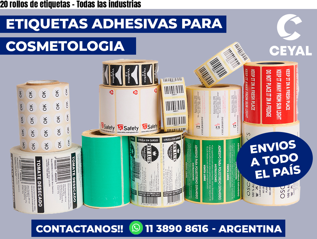 20 rollos de etiquetas - Todas las industrias