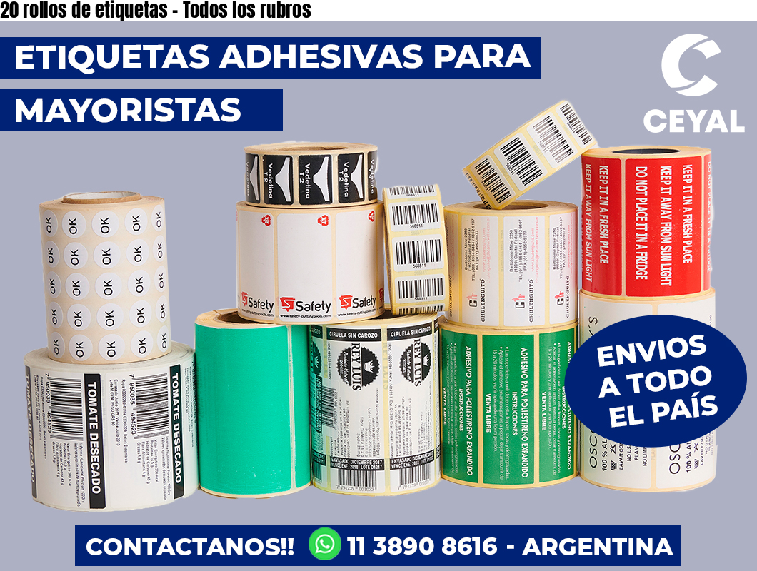 20 rollos de etiquetas - Todos los rubros