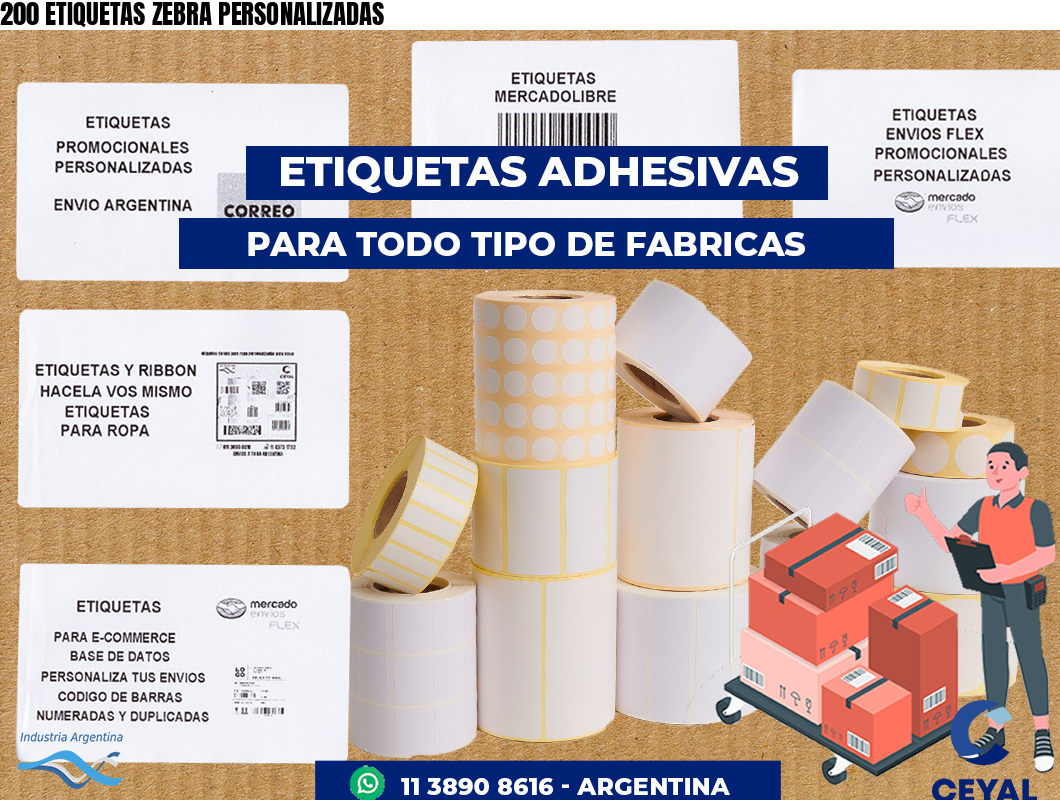 200 ETIQUETAS ZEBRA PERSONALIZADAS