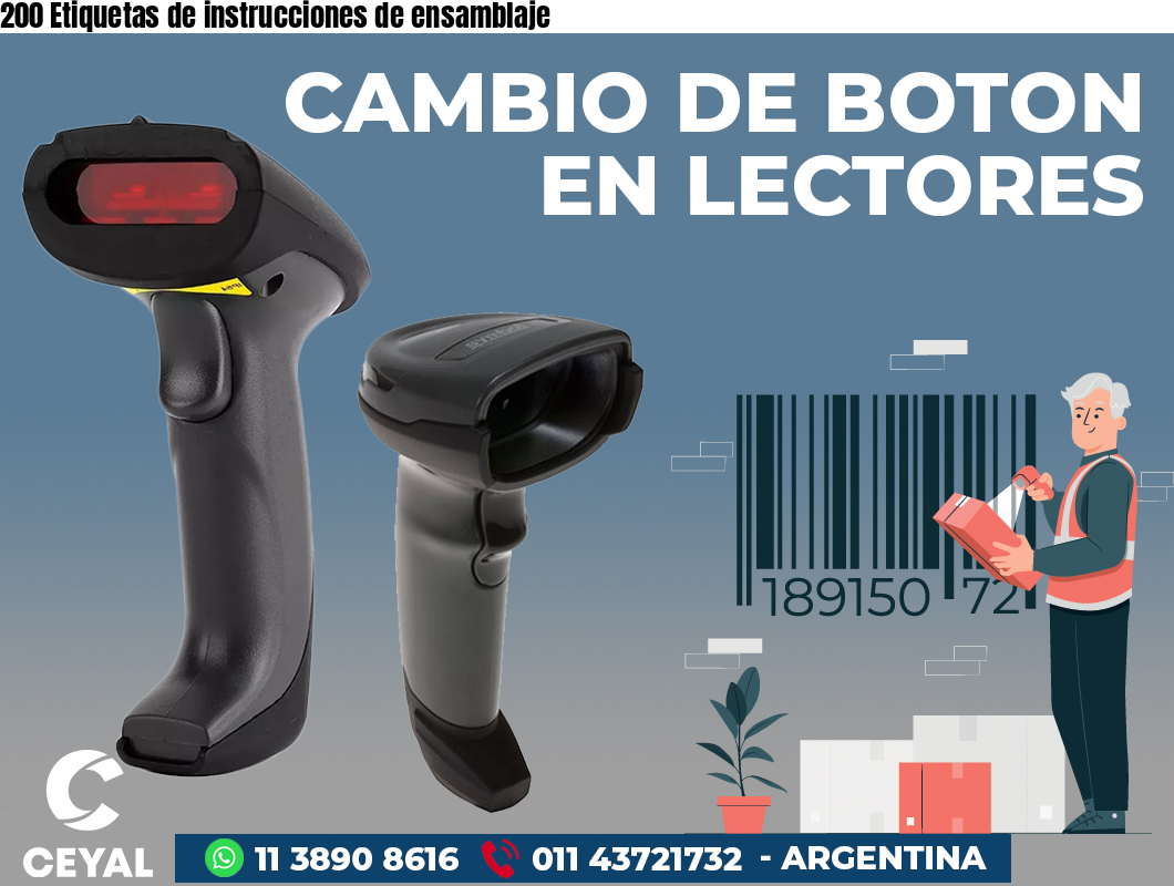 200 Etiquetas de instrucciones de ensamblaje