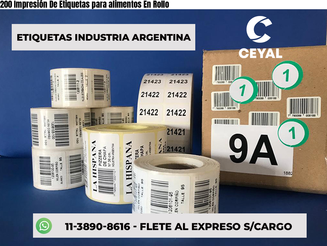 200 Impresión De Etiquetas para alimentos En Rollo