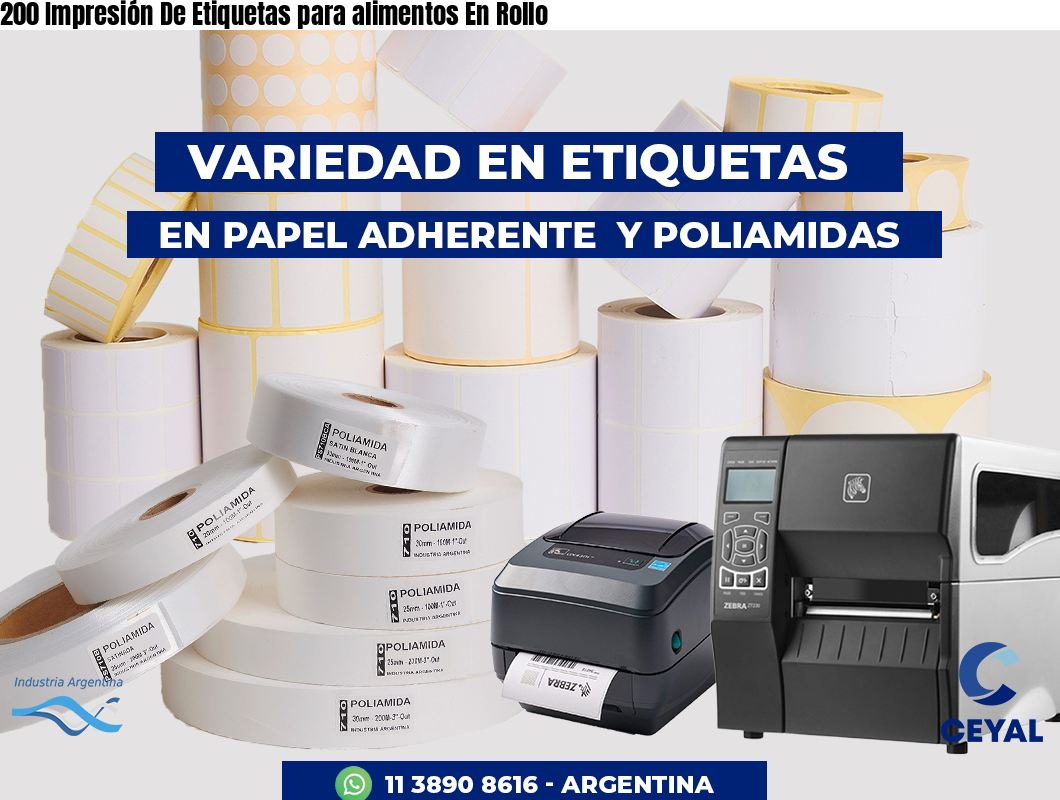 200 Impresión De Etiquetas para alimentos En Rollo