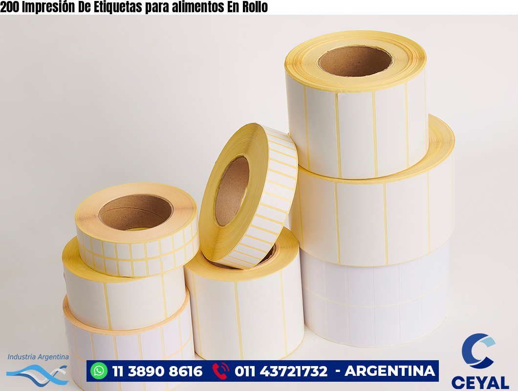 200 Impresión De Etiquetas para alimentos En Rollo