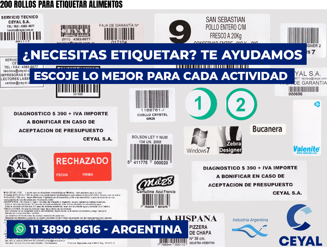 200 ROLLOS PARA ETIQUETAR ALIMENTOS
