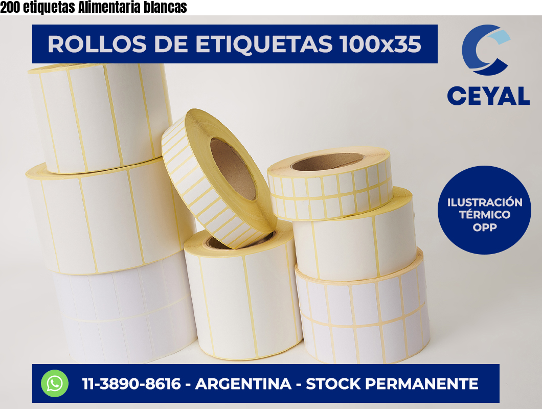 200 etiquetas Alimentaria blancas