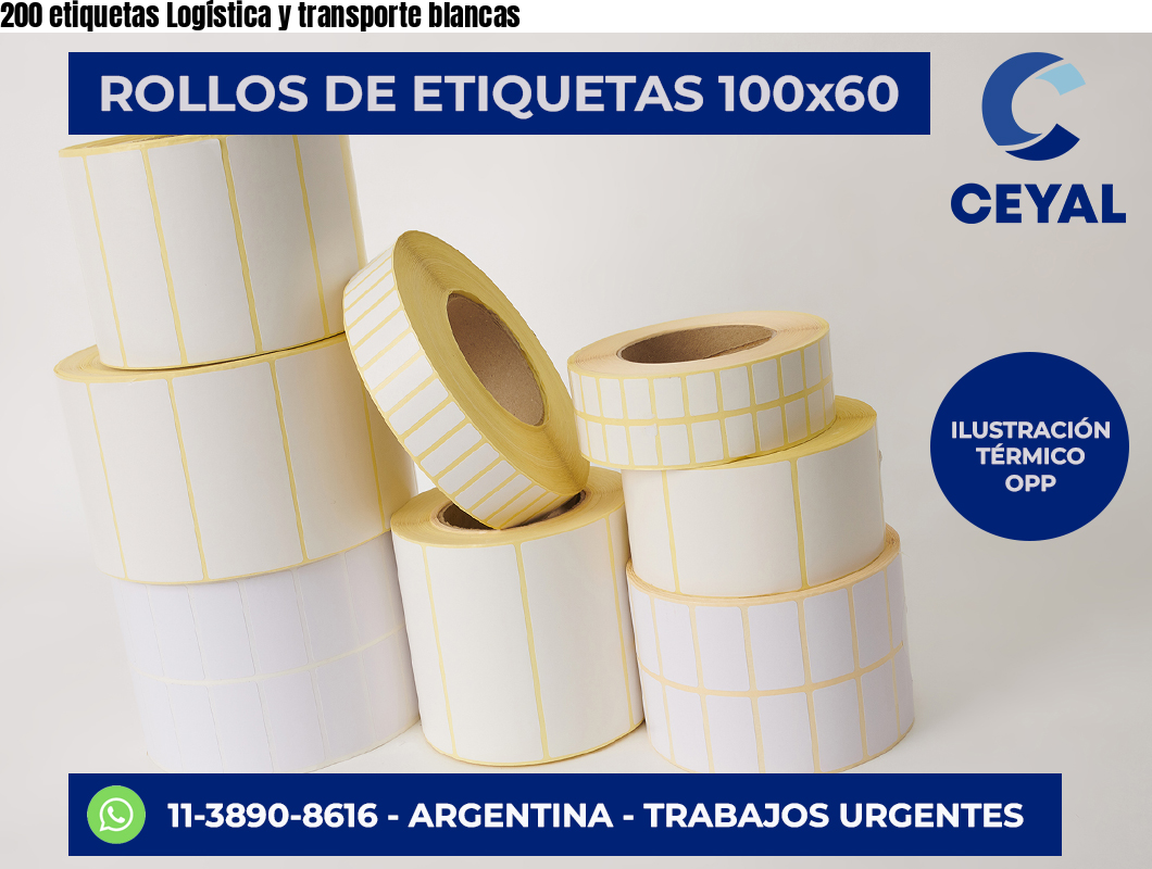 200 etiquetas Logística y transporte blancas