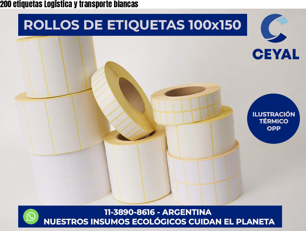 200 etiquetas Logística y transporte blancas