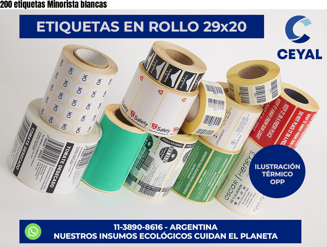 200 etiquetas Minorista blancas