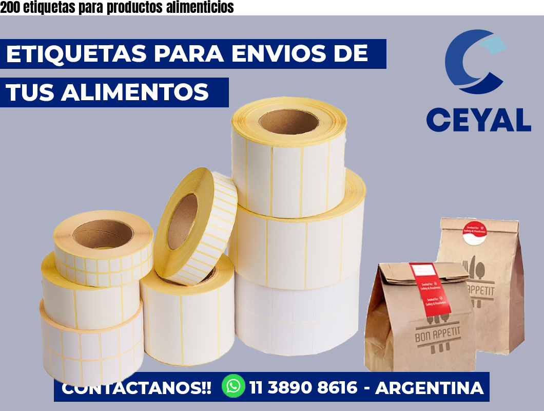 200 etiquetas para productos alimenticios