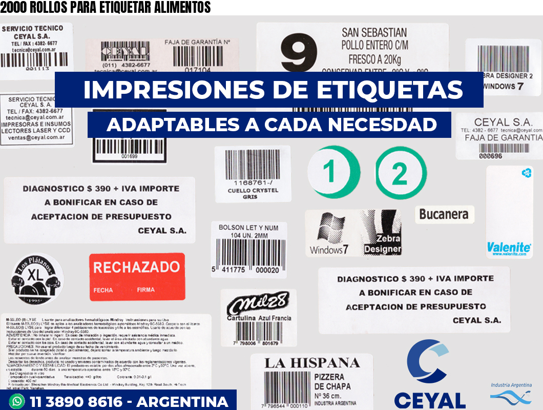 2000 ROLLOS PARA ETIQUETAR ALIMENTOS