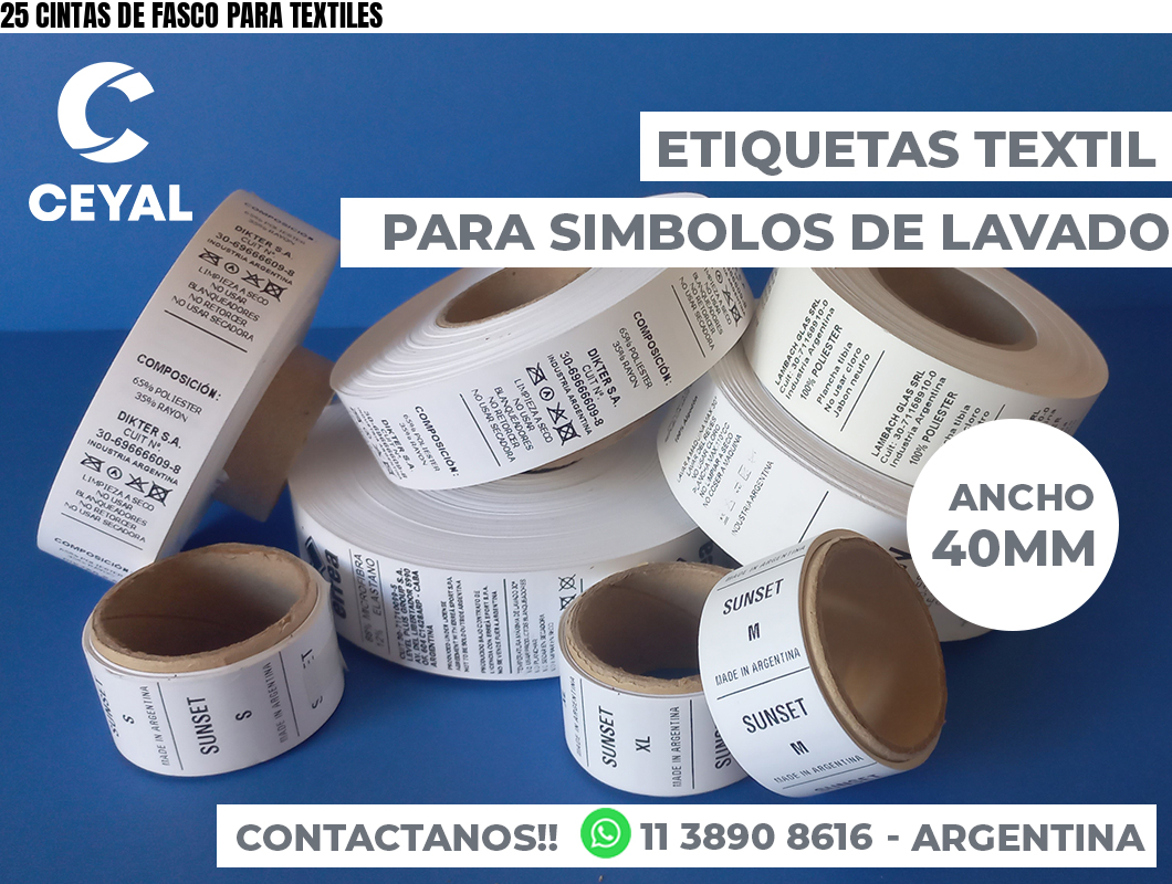 25 CINTAS DE FASCO PARA TEXTILES