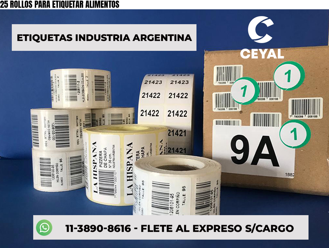 25 ROLLOS PARA ETIQUETAR ALIMENTOS