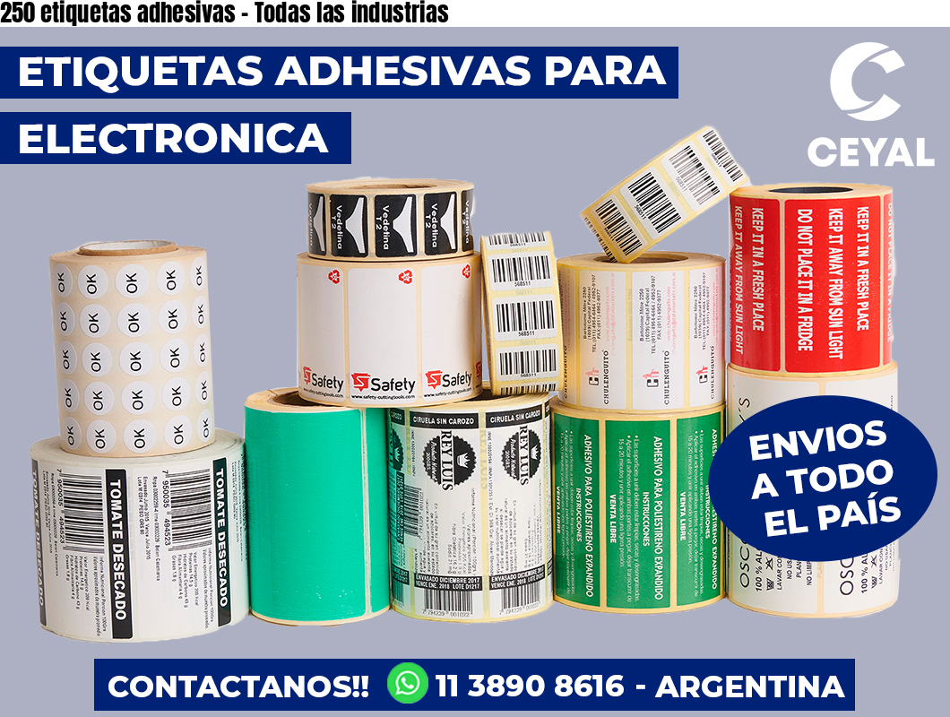 250 etiquetas adhesivas - Todas las industrias