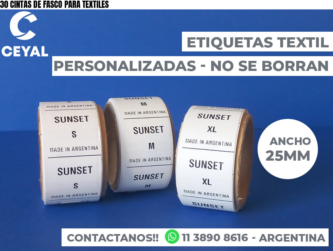 30 CINTAS DE FASCO PARA TEXTILES