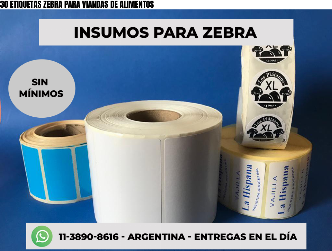30 ETIQUETAS ZEBRA PARA VIANDAS DE ALIMENTOS