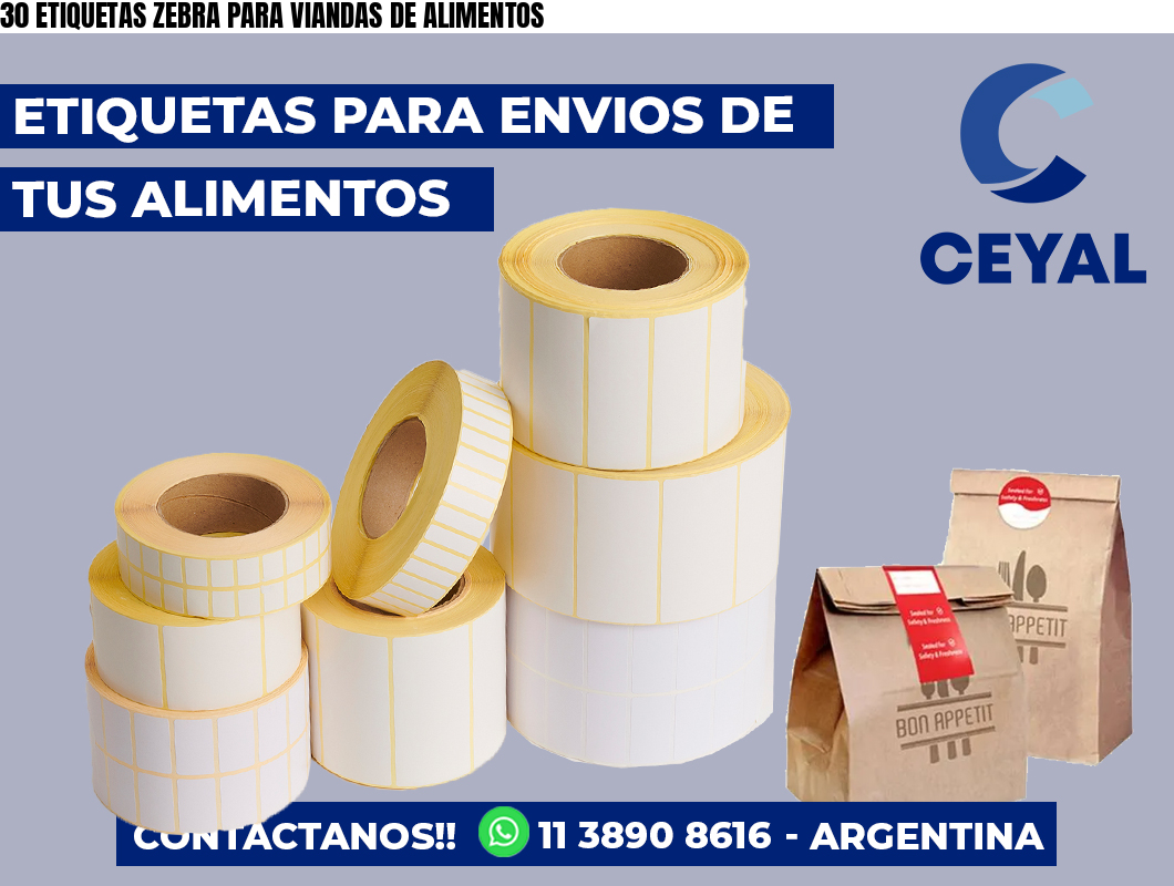30 ETIQUETAS ZEBRA PARA VIANDAS DE ALIMENTOS
