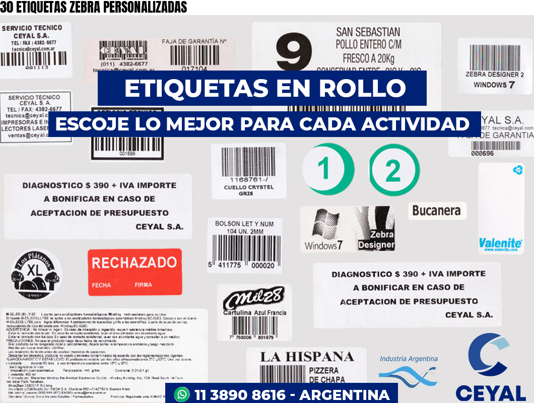 30 ETIQUETAS ZEBRA PERSONALIZADAS